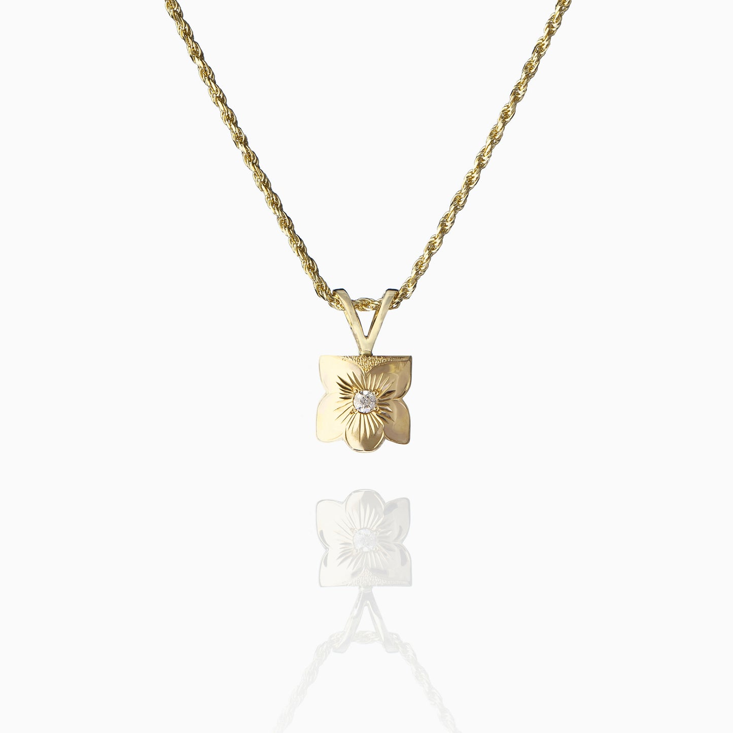 【14K Gold】 Plumeria Cutout Pendant top(8㎜)