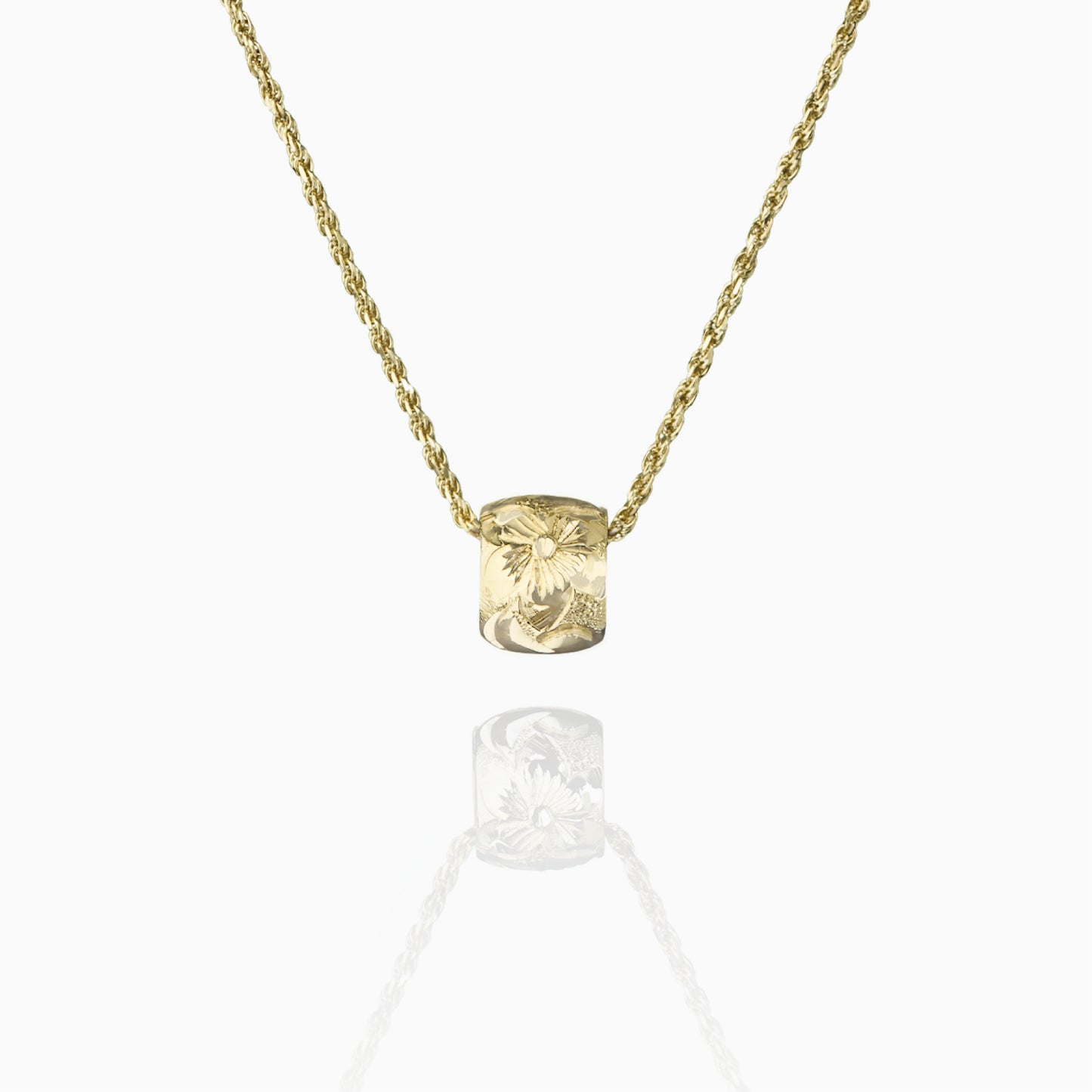 【14K Gold】 Flower&Scroll Tube Pendant top