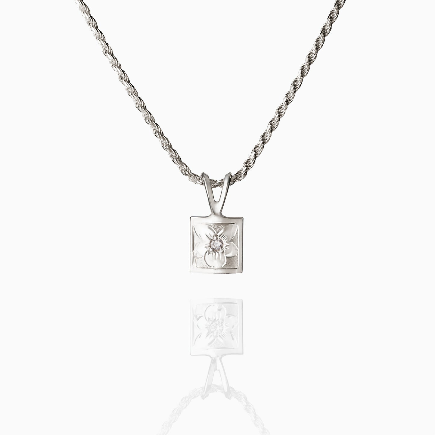 【Silver】Plumeria Plate Pendant top