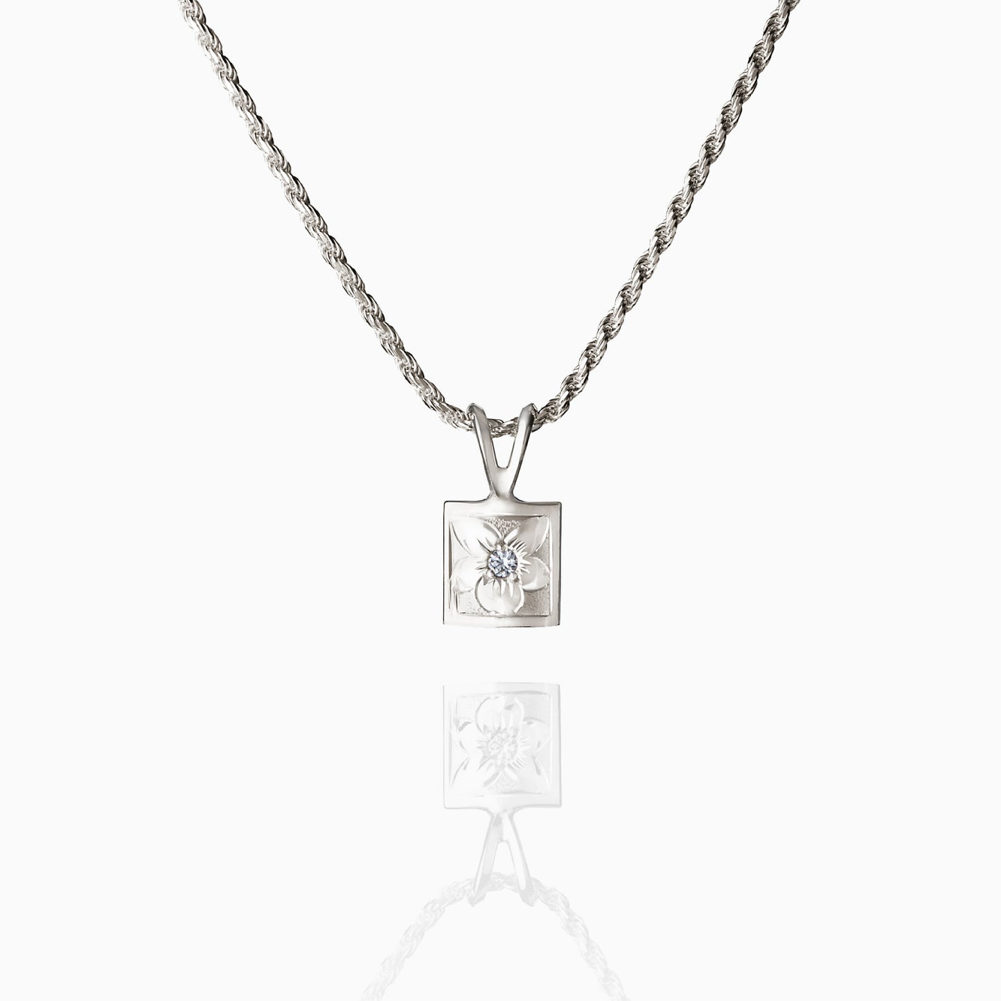 【Silver】Plumeria Plate Pendant top