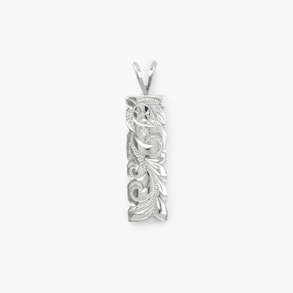 【Silver】Scroll Honu& Classic no Flower Plate Pendant top（8㎜）