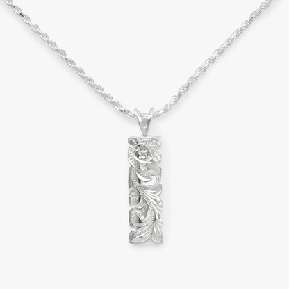 【Silver】Scroll Honu& Classic no Flower Plate Pendant top（8㎜）