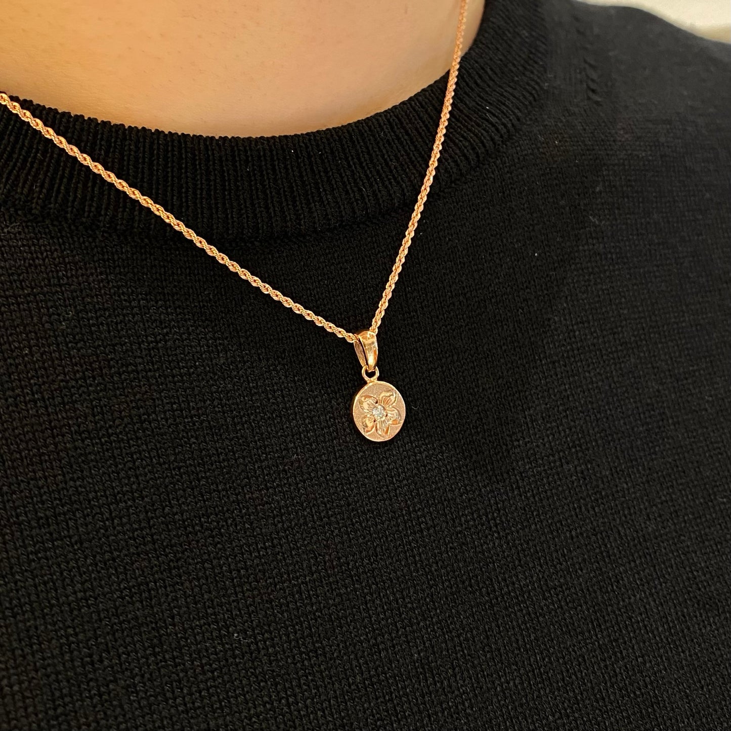 【14K Gold】Plumeria Lina Pendant top