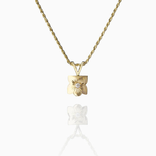 【14K Gold】 Plumeria Cutout Pendant top（8㎜）