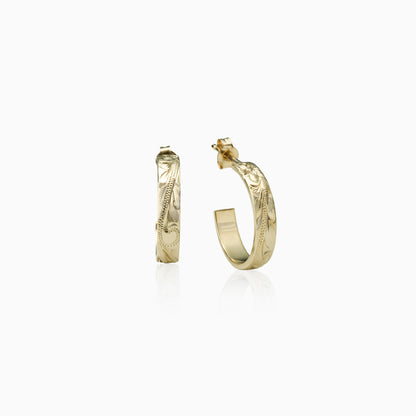 【14K Gold】Fancy wave Hoop Pierce